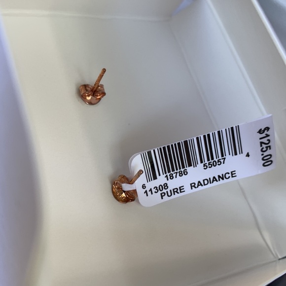 PURE RADIANCE- LAB CREATED SAPPHIRE & DIAMOND-Sterling Silver Earrings. - Picture 4 of 6